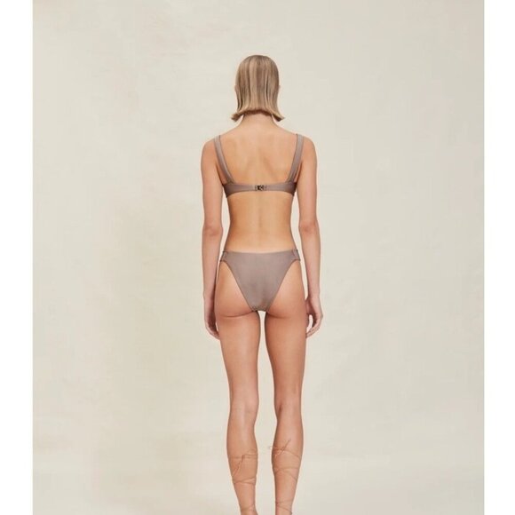 Devon Windsor Size Large Rue Top Bikini Taupe Brown Satin NEW Swim Top - Picture 3 of 13